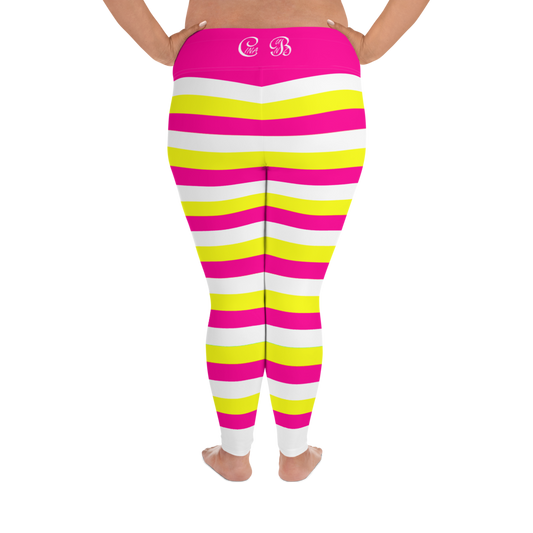 Cotton Candy Cane All-Over Print Plus Size Leggings