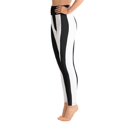 Black White Stripe Yoga Leggings