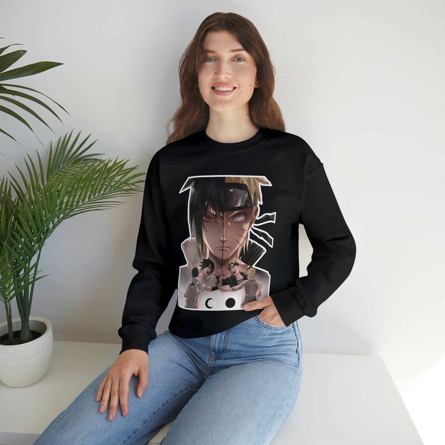 Sasuke x Naruto 1d/e Border Crewneck Sweatshirt