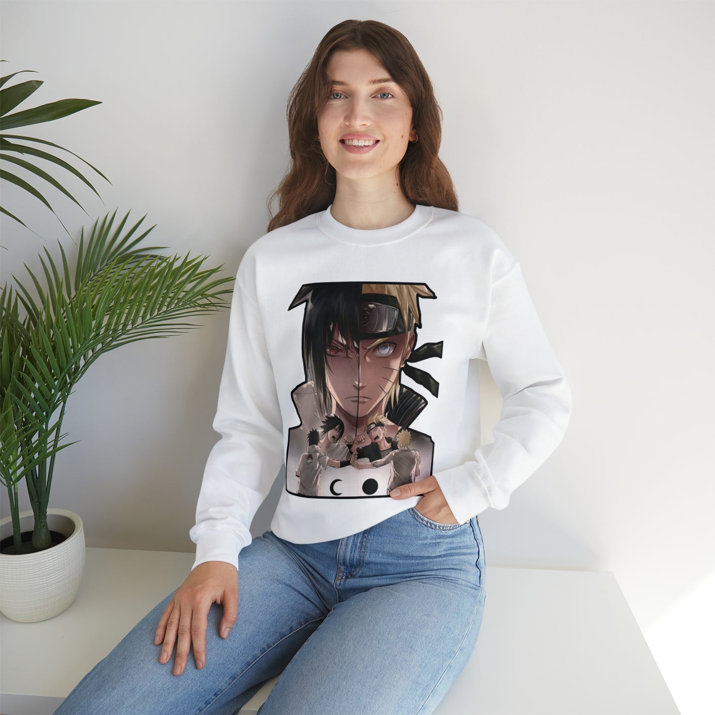 Sasuke x Naruto 1d/e Border Crewneck Sweatshirt