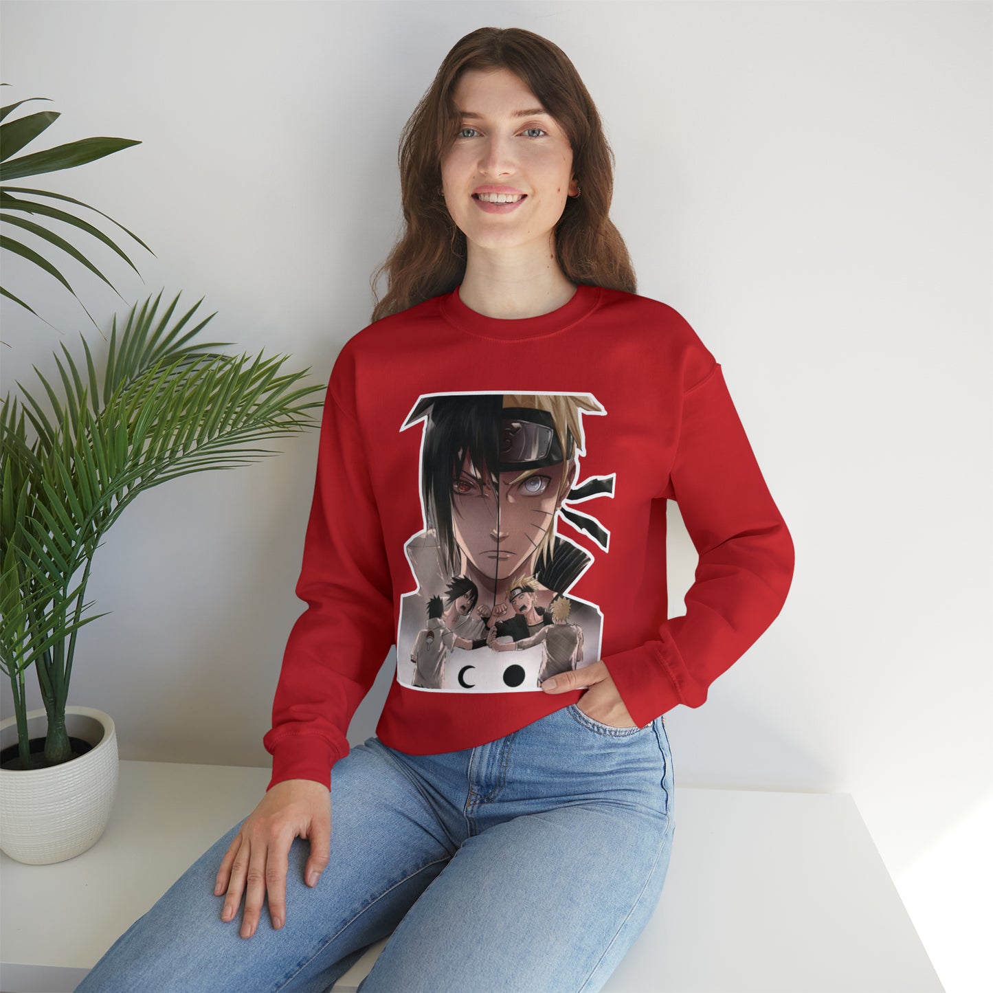 Sasuke x Naruto 1d/e Border Crewneck Sweatshirt