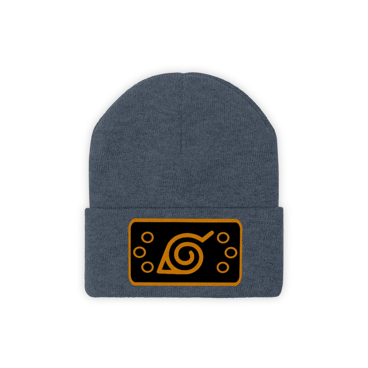 Hidden Leaf Knit Beanie (Orange Black)