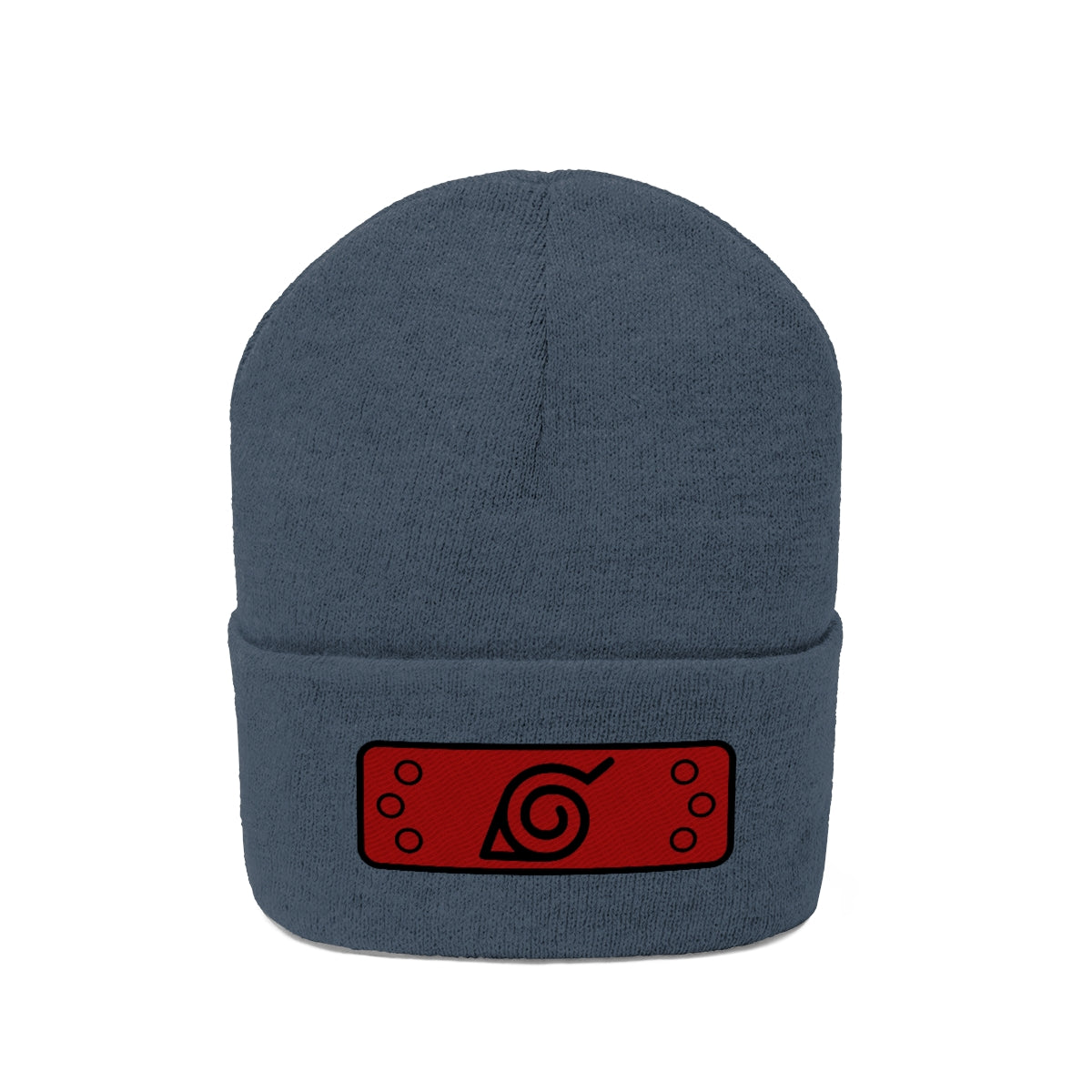 Hidden Leaf Knit Beanie 2 (Black Red)