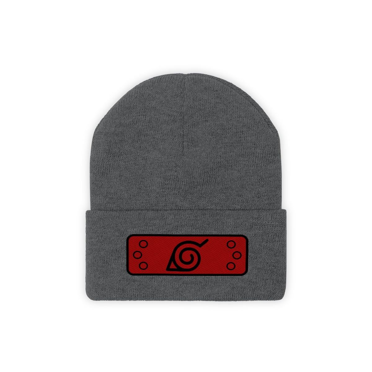 Hidden Leaf Knit Beanie 2 (Black Red)