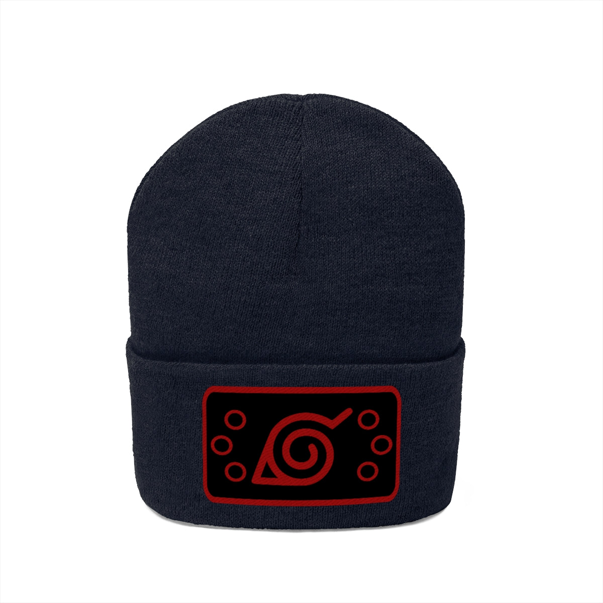 Hidden Leaf Knit Beanie (Red Black)