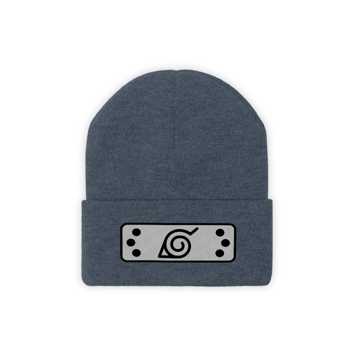 Hidden Leaf Knit Beanie 2 (Black Gray)