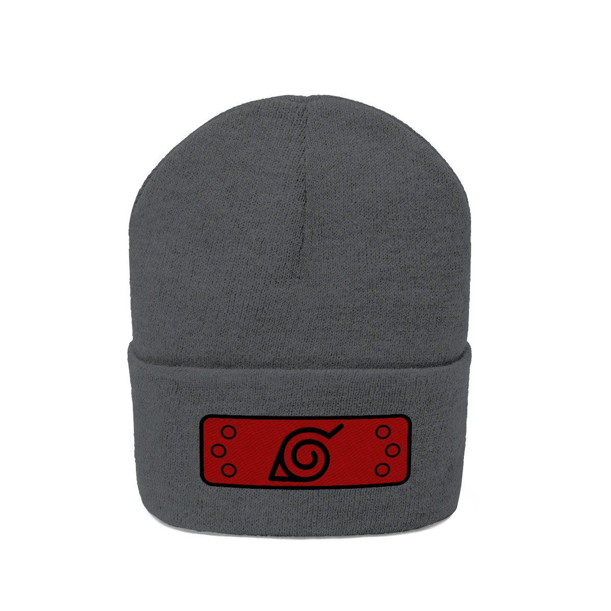 Hidden Leaf Knit Beanie 2 (Black Red)