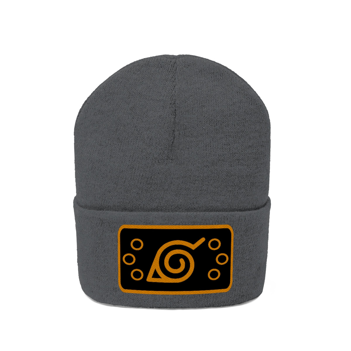 Hidden Leaf Knit Beanie (Orange Black)