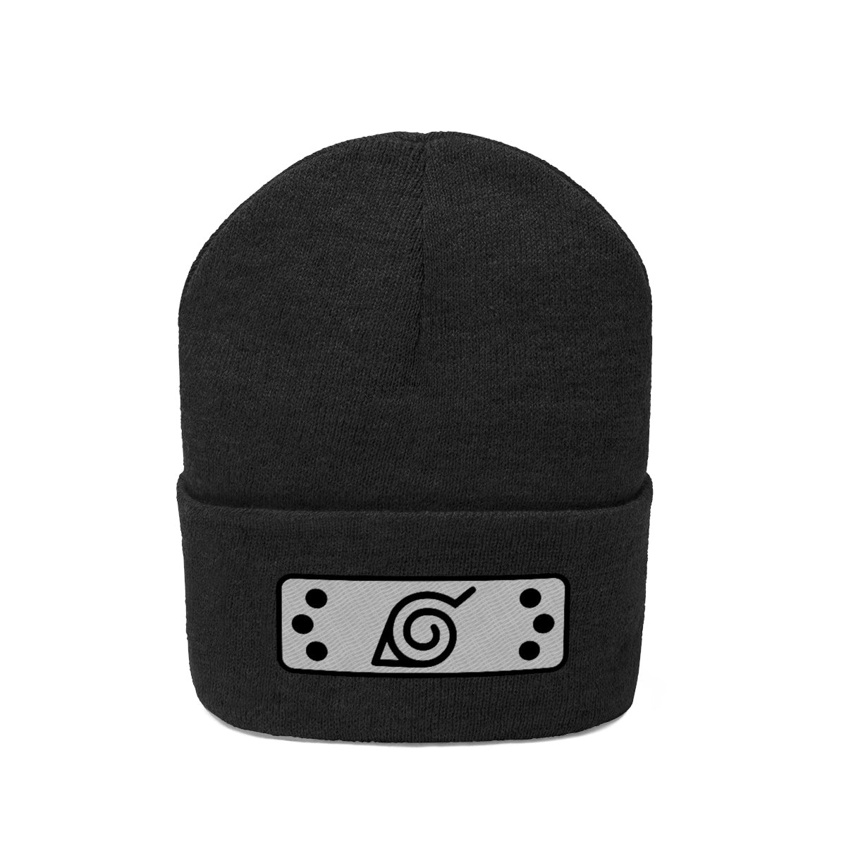 Hidden Leaf Knit Beanie 2 (Black Gray)