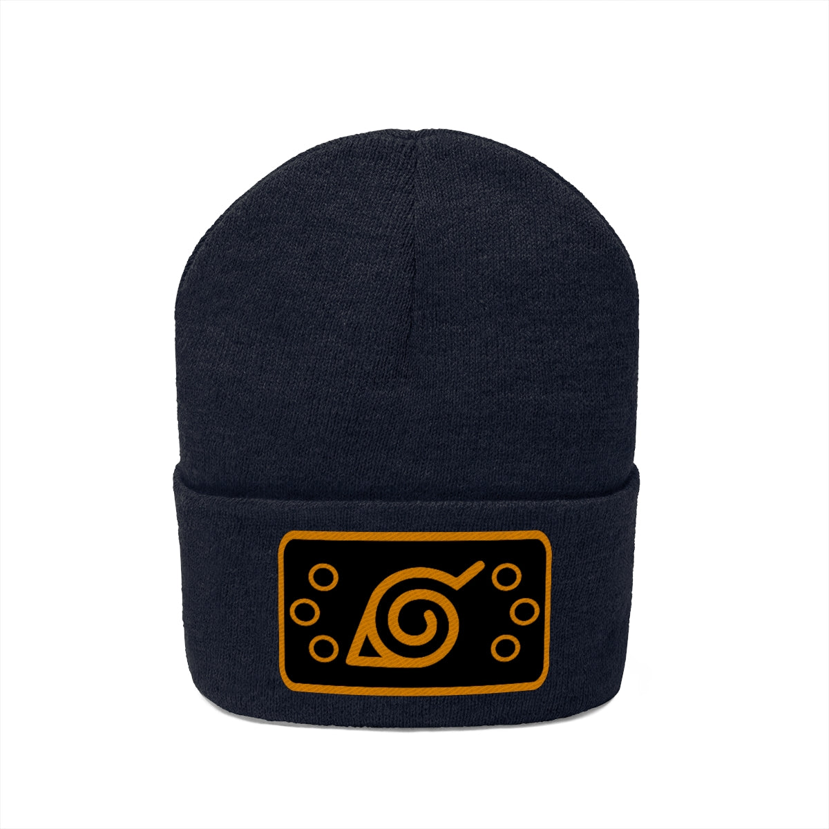 Hidden Leaf Knit Beanie (Orange Black)