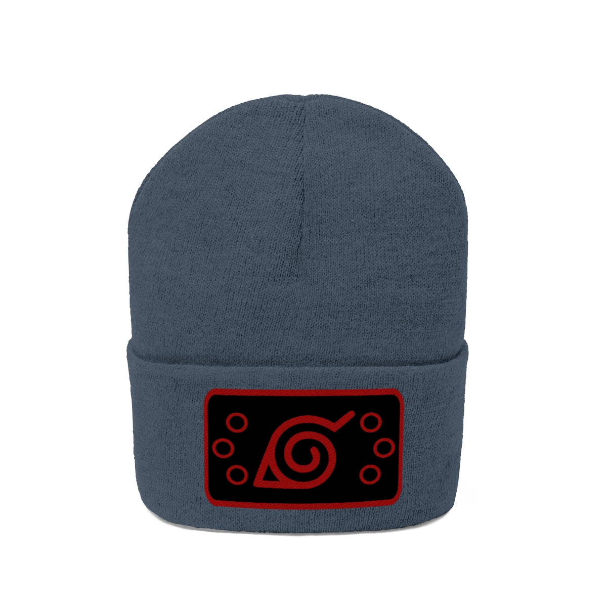 Hidden Leaf Knit Beanie (Red Black)