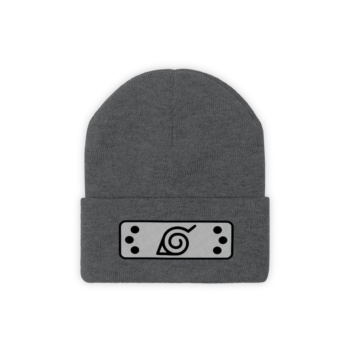 Hidden Leaf Knit Beanie 2 (Black Gray)