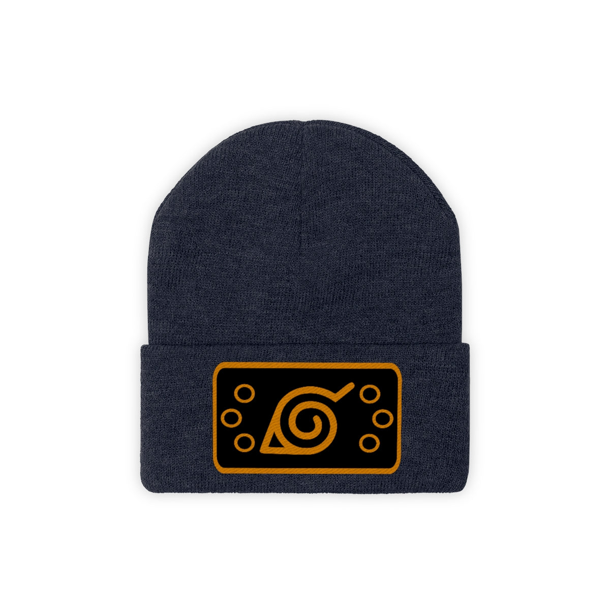 Hidden Leaf Knit Beanie (Orange Black)