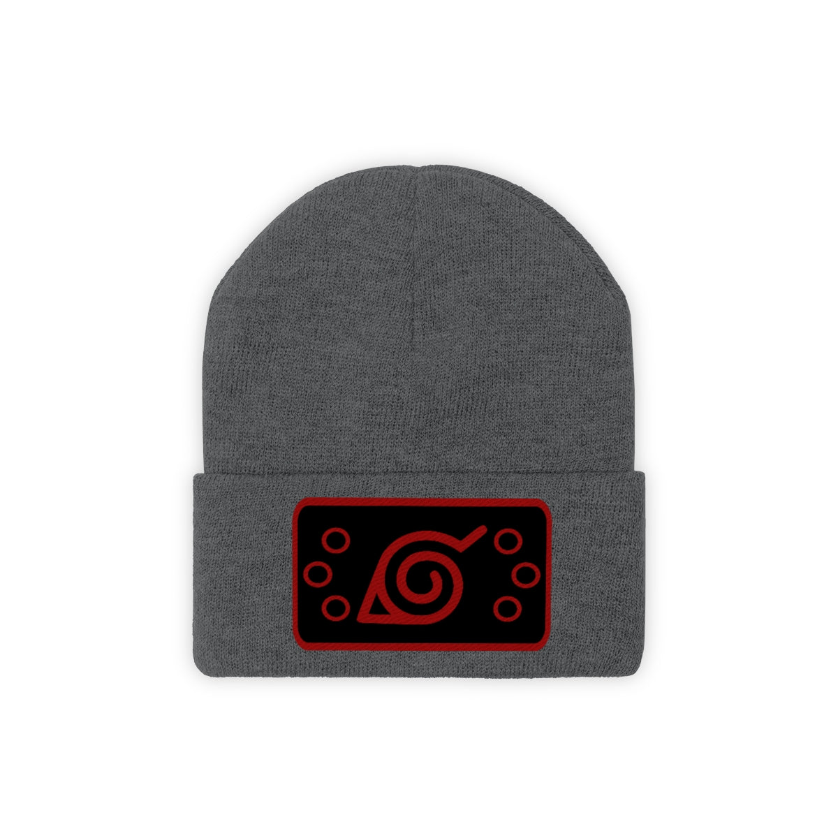 Hidden Leaf Knit Beanie (Red Black)