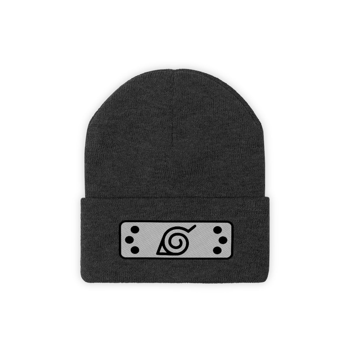 Hidden Leaf Knit Beanie 2 (Black Gray)