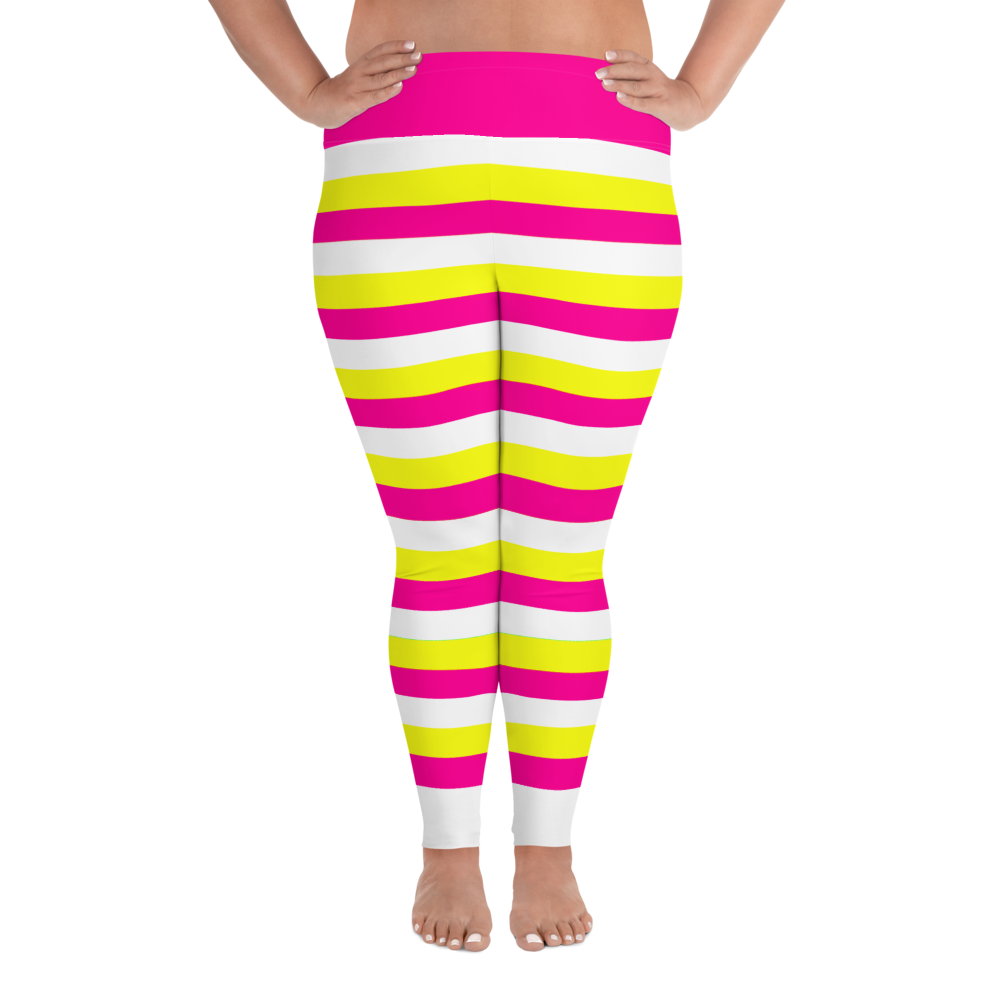 Cotton Candy Cane All-Over Print Plus Size Leggings