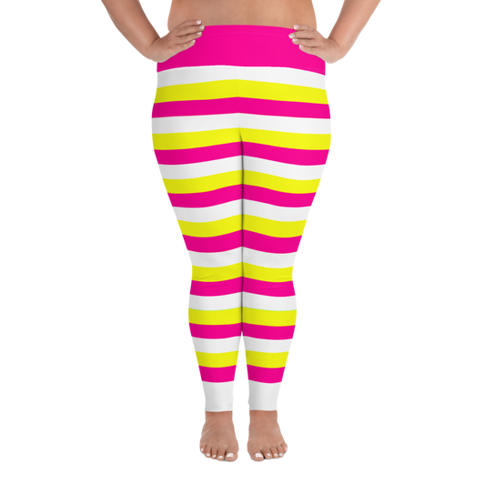 Cotton Candy Cane All-Over Print Plus Size Leggings
