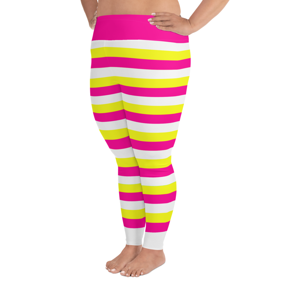 Cotton Candy Cane All-Over Print Plus Size Leggings