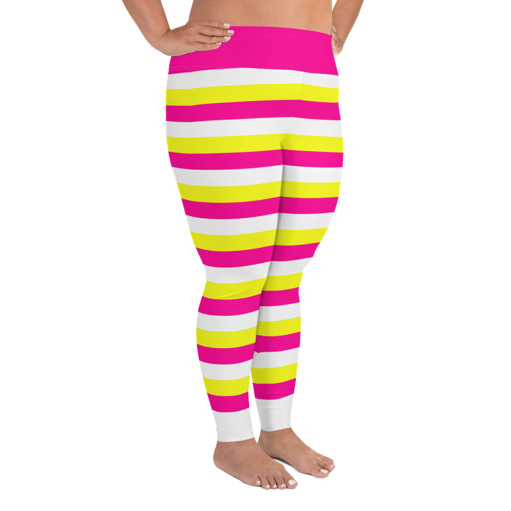 Cotton Candy Cane All-Over Print Plus Size Leggings