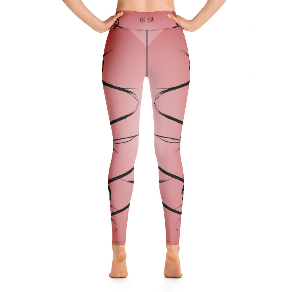 Yoga Leggings Red Black Design