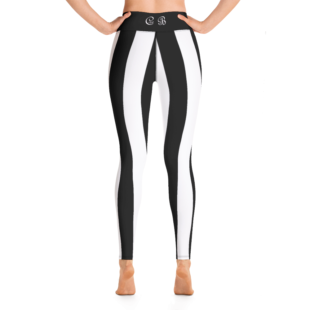 Black White Stripe Yoga Leggings