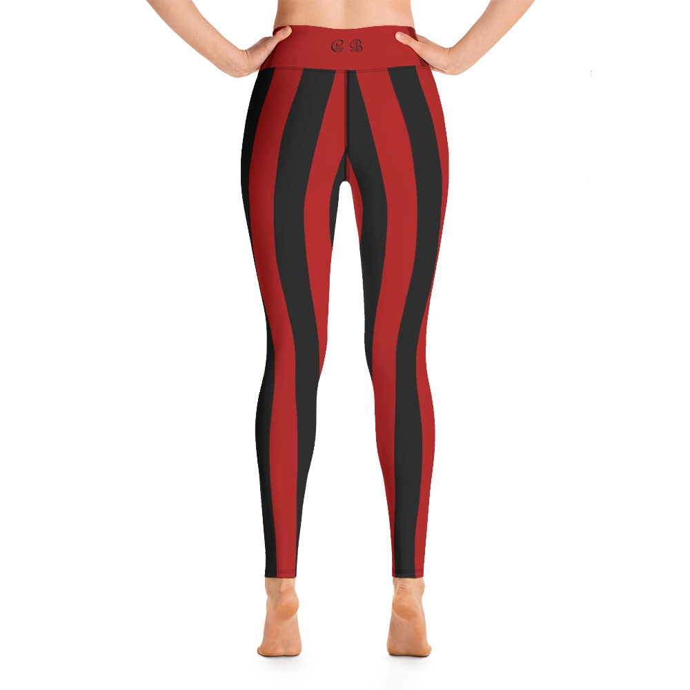 Cina Bunz Red Black Stripe Yoga Leggings