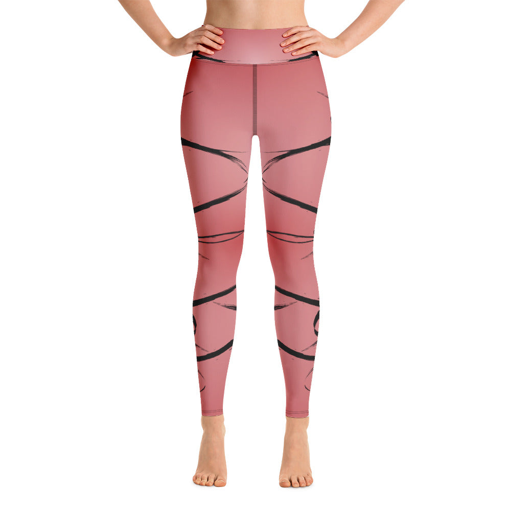 Yoga Leggings Red Black Design