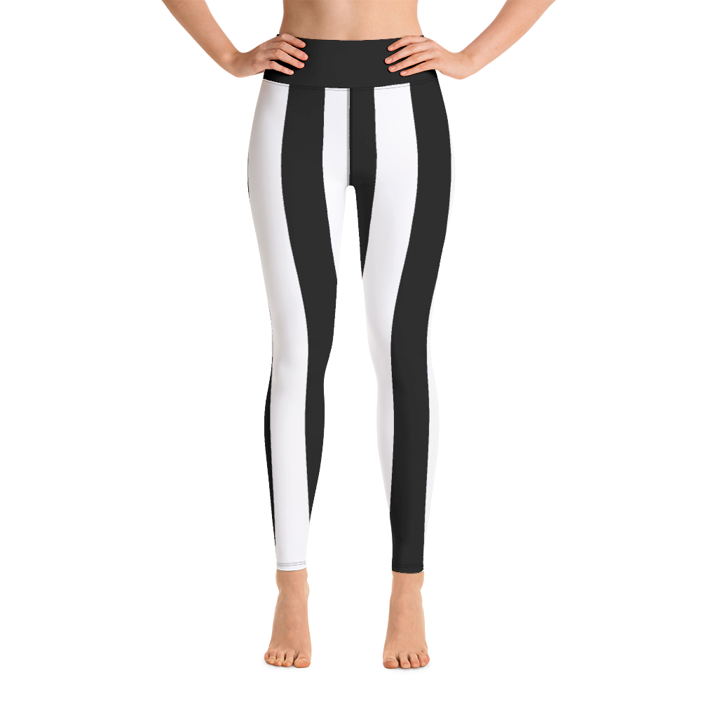 Black White Stripe Yoga Leggings