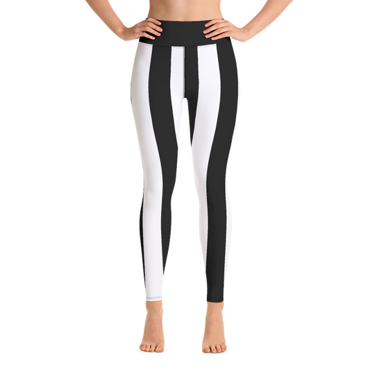 Black White Stripe Yoga Leggings