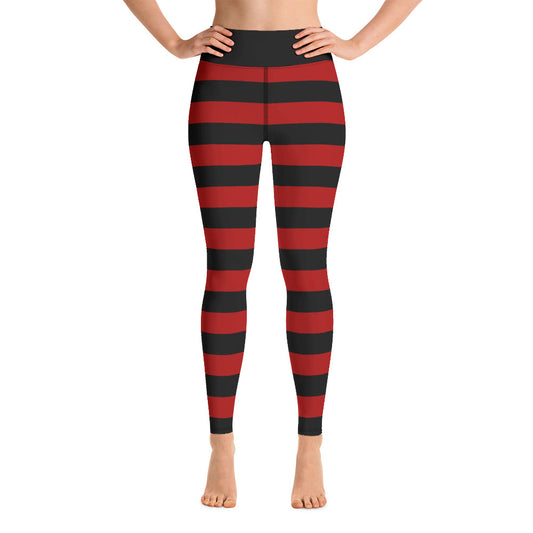 Red Black Stripe Yoga Leggings