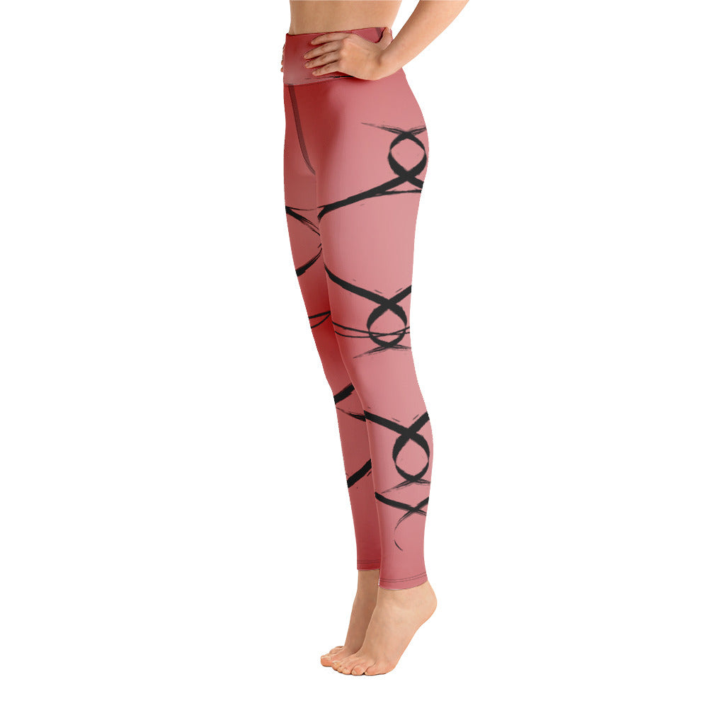 Yoga Leggings Red Black Design