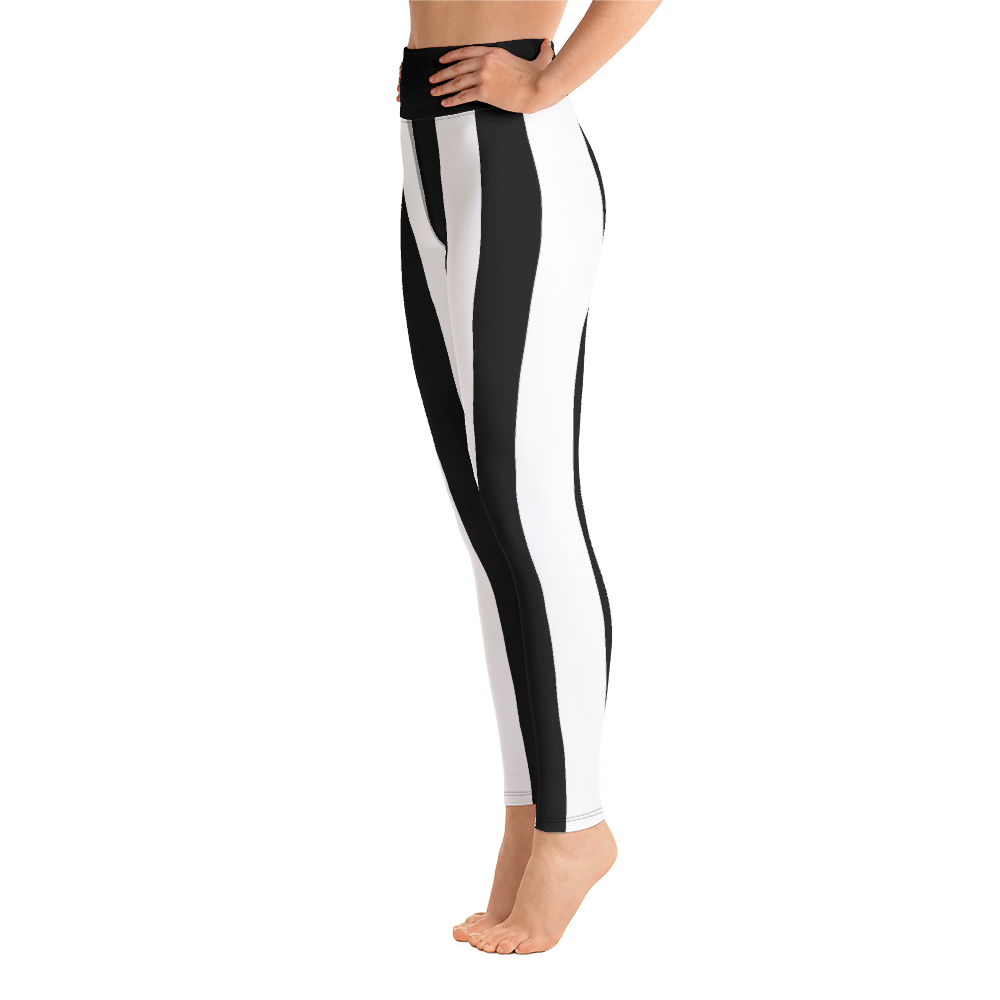 Black White Stripe Yoga Leggings