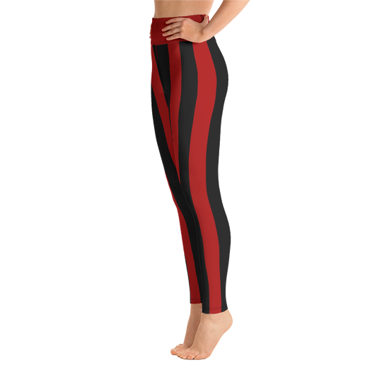 Cina Bunz Red Black Stripe Yoga Leggings