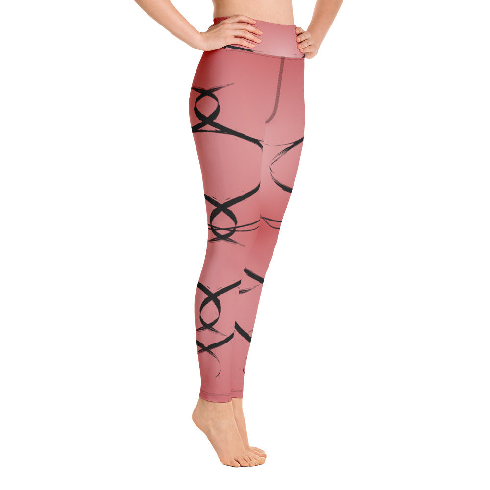 Yoga Leggings Red Black Design