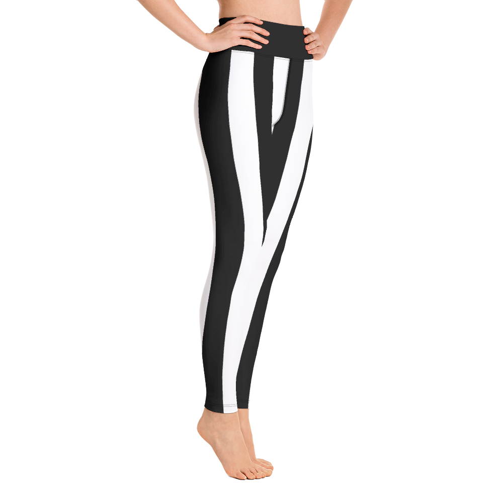 Black White Stripe Yoga Leggings