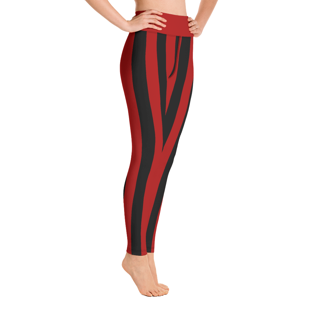 Cina Bunz Red Black Stripe Yoga Leggings