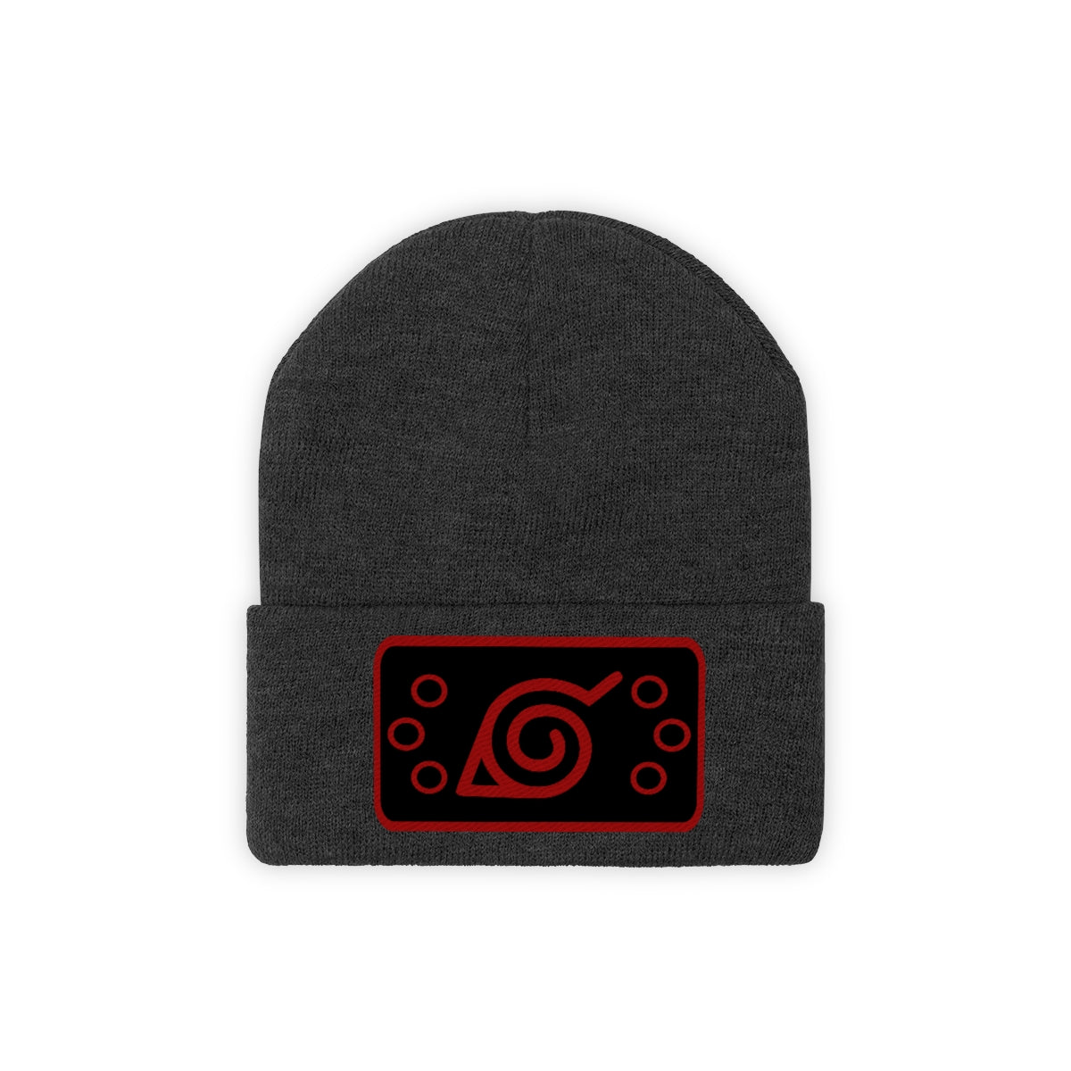 Hidden Leaf Knit Beanie (Red Black)