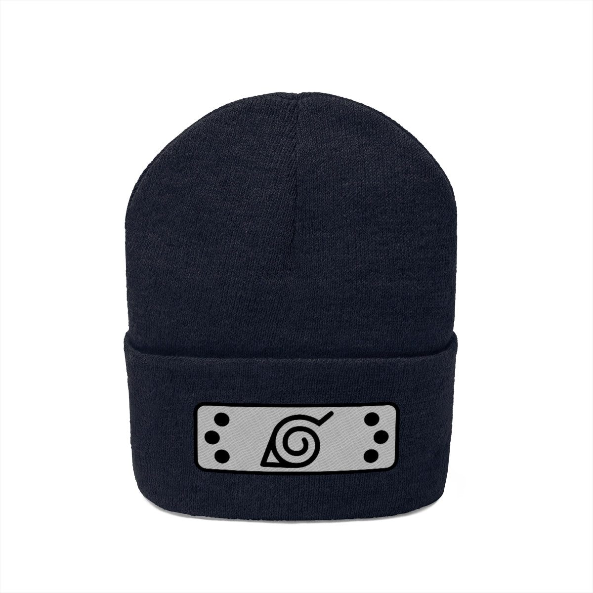 Hidden Leaf Knit Beanie 2 (Black Gray)