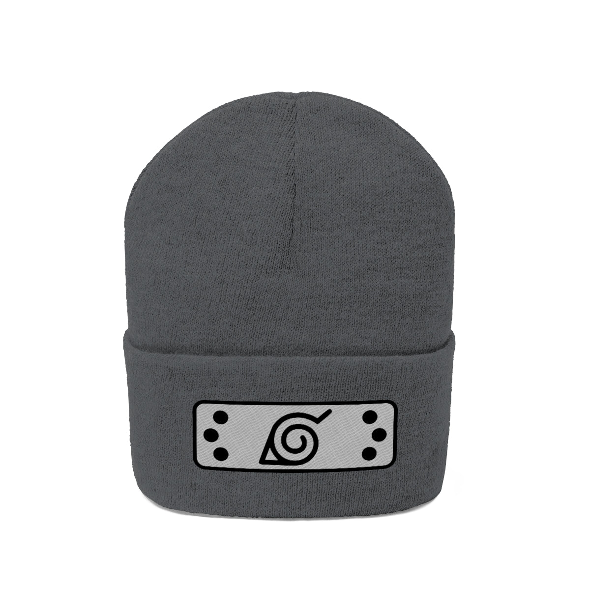 Hidden Leaf Knit Beanie 2 (Black Gray)