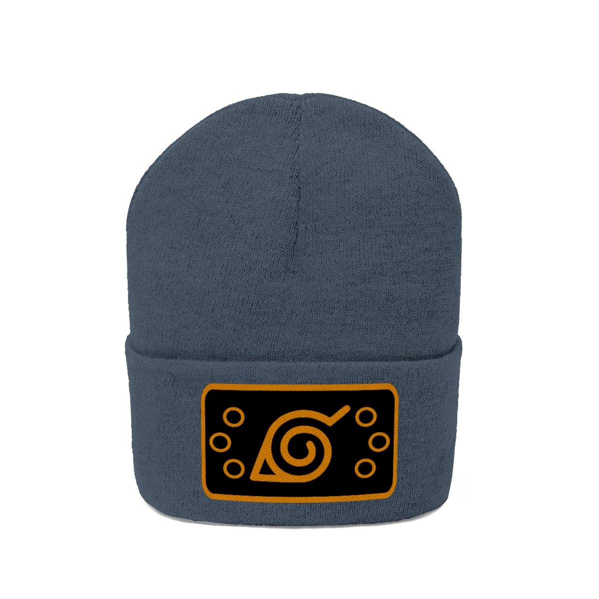 Hidden Leaf Knit Beanie (Orange Black)