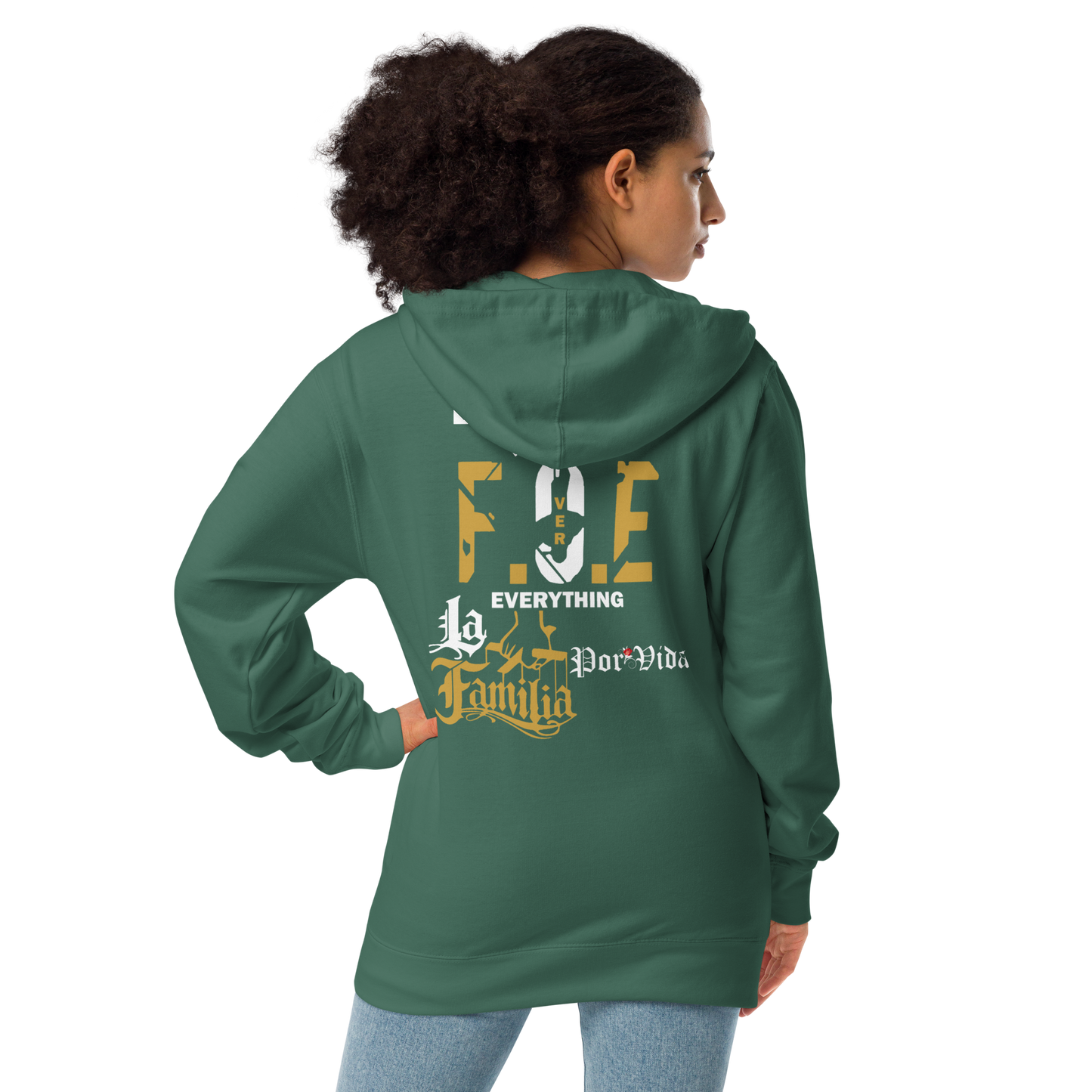 FOE Hustle Foe La Familia Por Vida Premium Zip Up Hoodie WG Colors