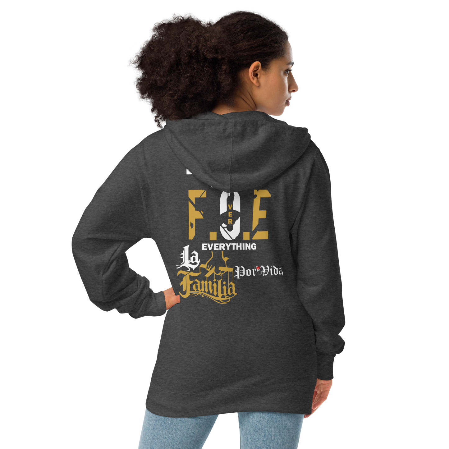 FOE Hustle Foe La Familia Por Vida Premium Zip Up Hoodie WG Colors