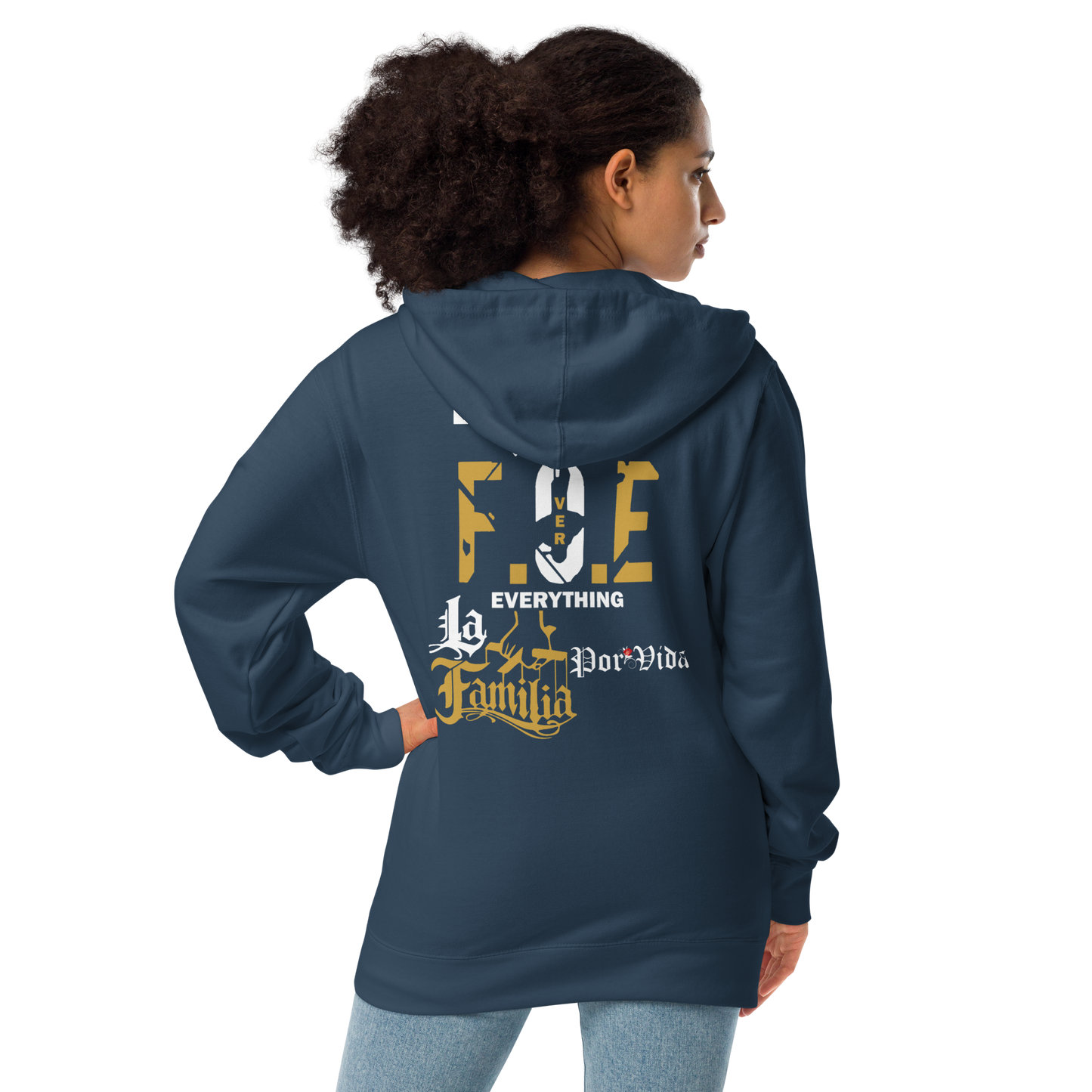 FOE Hustle Foe La Familia Por Vida Premium Zip Up Hoodie WG Colors